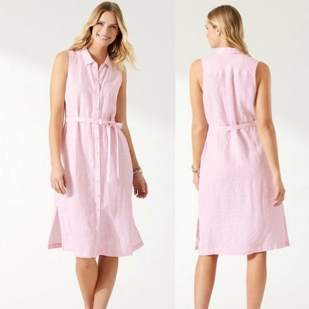 NWT Tommy Bahama Light Pink Linen Dress Size XL - Picture 2 of 12
